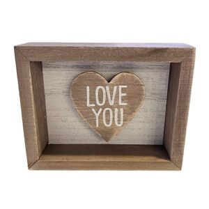 Rustic Wooden Box Frame - LOVE YOU Heart Decor